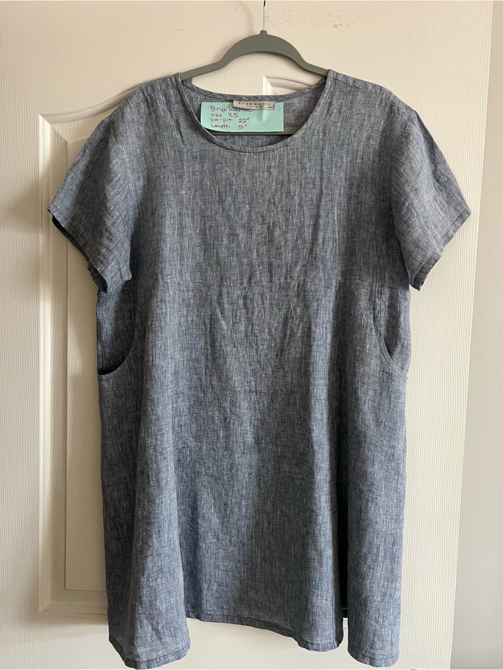 bryn Walker Heathered Denim-Blue Linen Tunic/dress